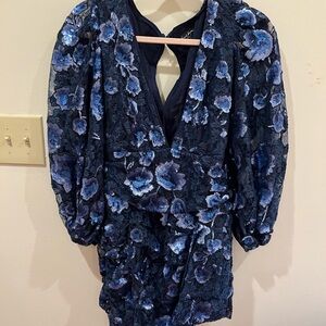 For love and lemons blue floral sequin dress